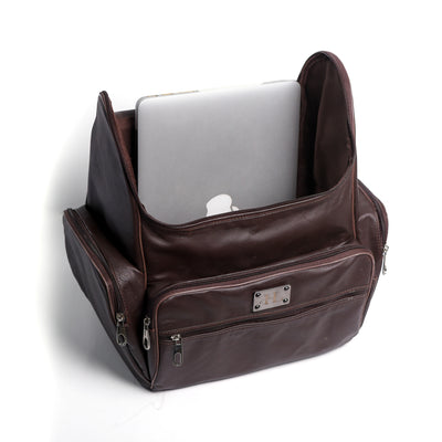 Brown Finished Leather Backpack
