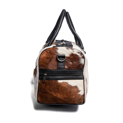 Brown & White Hair-on Leather Duffle Bag
