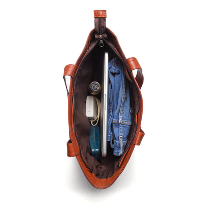 Dark Tan Tote Bag Milt Leather
