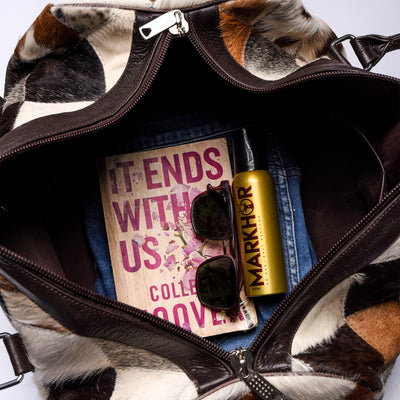 Multi Patch Hair-on Leather Duffle Bag