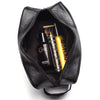 Black Finished Leather Toiletry Bag For Men & Women